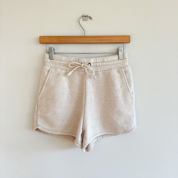 Faherty Pants - Faherty Cotton Textured Drawcord Waist Sweat Shorts Cream XS